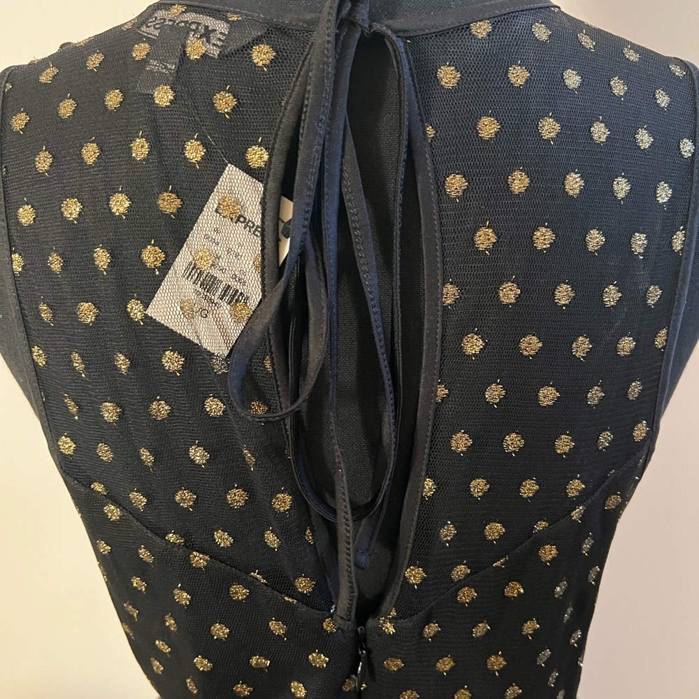 Express Black Mini Dress with Gold Accents - Picture 3 of 6